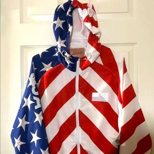 Brooklyn Cloth American Flag USA Wind Breaker NWT
